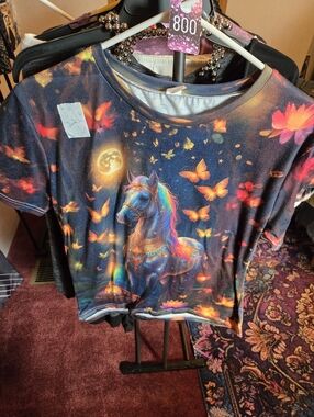 Womens Rainbow Unicorn Graphic Tee - Multicolor